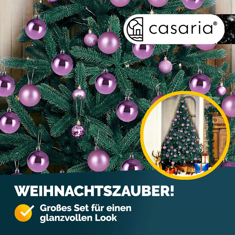 Casaria Weihnachtskugeln Rosa 54-tlg aus Kunststoff mit mattem und glänzendem Finish, Durchmesser: 6 cm - Bild 2