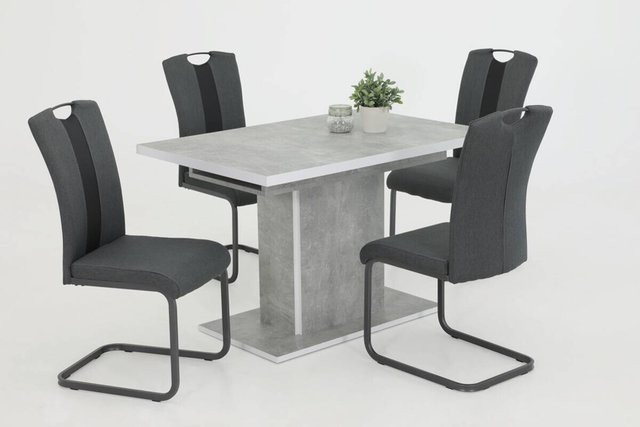 Essgruppe Donau I von Hela in Grau aus Beton und Holzwerkstoff mit modernem Design, B/H/T: 160 x 76 x 80 cm - Bild 1