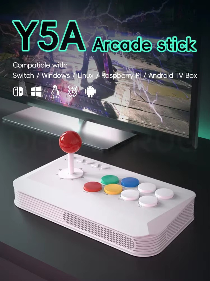DATA FROG Wireless Fighting Game Arcade Joystick Controller für PC, Android und iOS in Weiß - Bild 5