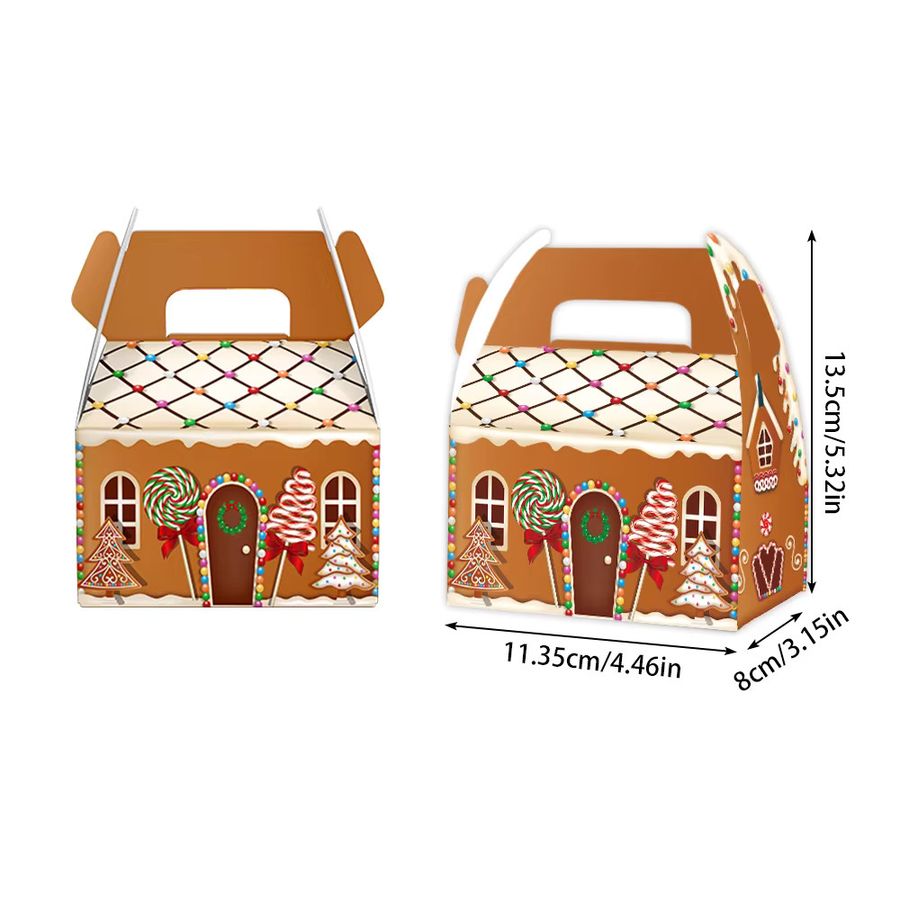 joy-enlife Weihnachts Geschenkboxen in Lebkuchen-Hausform, Multicolor, 6 oder 12 Stück für Candy und Cookies - Bild 4