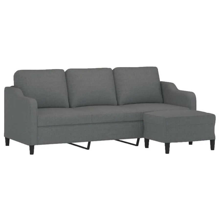 vidaXL 3-Sitzer-Sofa mit Hocker Dunkelgrau Modernes Ecksofa aus Stoff mit Armlehnen - Bild 2