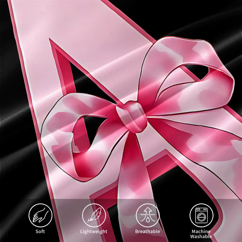 2/3-teiliges Bettwäsche-Set mit rosa Schleife und Initialen A-Z in Pink und Schwarz für Mädchen und Frauen - Bild 6