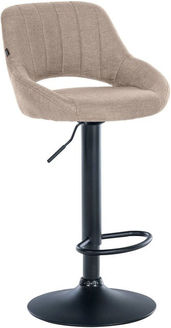 CLP Barhocker Milet höhenverstellbar mit Lehne, gepolsterter Barstuhl aus Stoff in Beige/Schwarz mit drehbarem Metallgestell - Bild 1