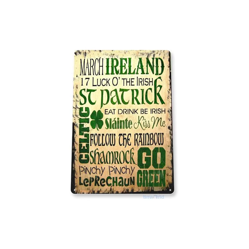 TIN SIGN Irish Collage Metall-Wandkunst St. Patrick Shamrock Bar A787, Mehrfarbig, Rechteckig - Bild 2