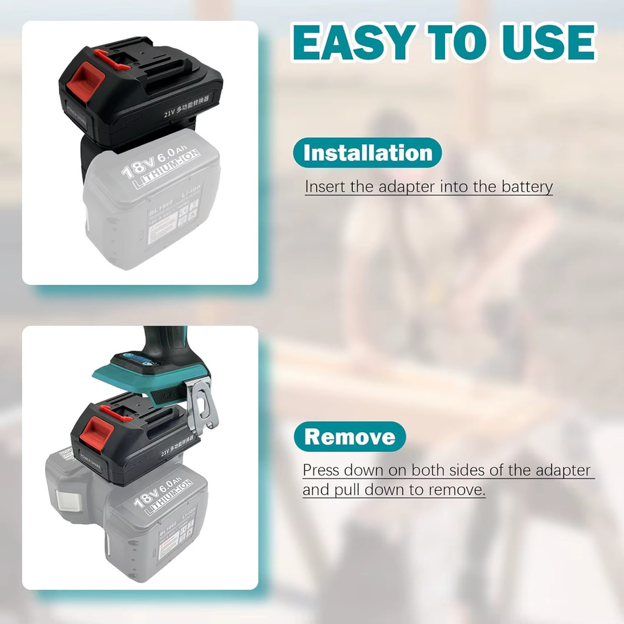 Makita 2-in-1 Batterieadapter für 18V LXT Akkus in Schwarz - Bild 5