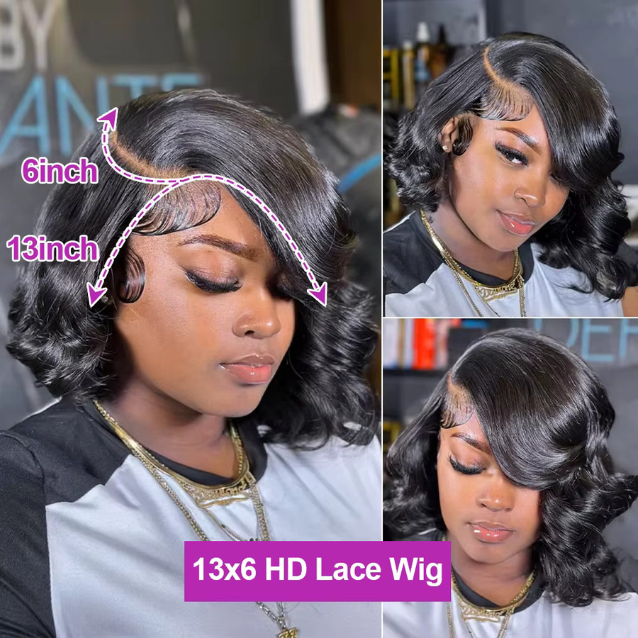 HJ WEAVE BEAUTY Echthaar Perücke, Wasserwelle, 250 % Dichte, 13 x 6 HD-Spitzenfront - Bild 5
