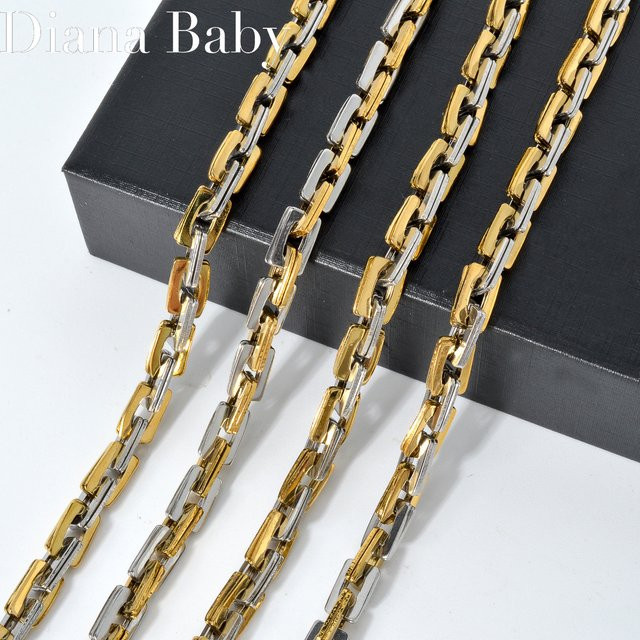 Halskette Edelstahl, Bicolor, Silber und Gold Farbe, Unisex - Bild 1