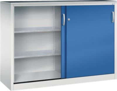 C + P Schiebetüren-Werkzeugschrank Acurado aus Stahl in Lichtgrau/Enzianblau, B/T/H: 160 x 50 x 120 cm - Bild 1
