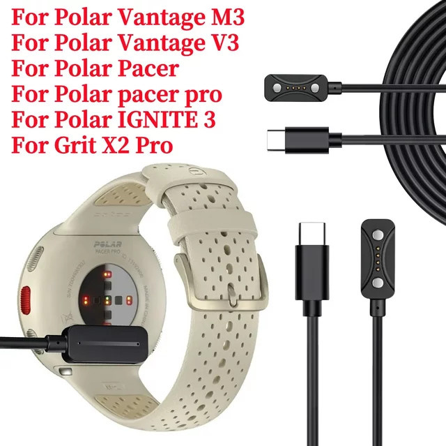 ALLOYSEED USB-C-Ladekabel in Schwarz für Polar Vantage M3 und Polar Vantage V3, Länge: 1 m - Bild 1