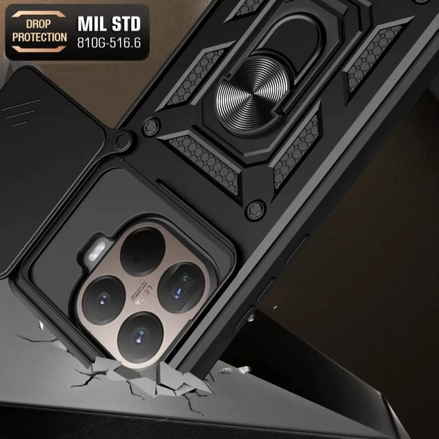 Robuste Panzer Schiebekamera-Schutzhülle für Xiaomi 17 15 14 13 T Pro Max POCO X8 X7 F8 M7 Pro Ultra mit Magnetring-Ständer und TPU-Abdeckung in Schwarz und Blau - Bild 4