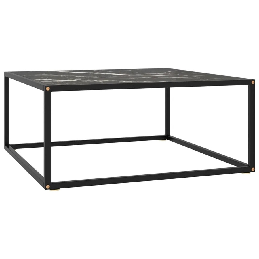 vidaXL Couchtisch in Schwarz mit Glas in Marmor-Optik, B/T/H: 80 x 80 x 35 cm - Bild 2