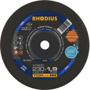 RHODIUS TOPline XT200 EXTENDED Extradünne Trennscheibe für Metall, Schwarz, Durchmesser: 230 mm, Dicke: 1,9 mm, Bohrung: 22,23 mm - Bild 1