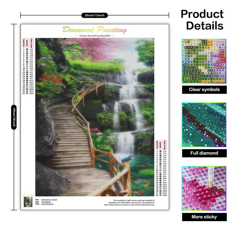 Sdoyuno 5D Diamantmalerei Landschaft Wasserfall als Diamond Painting Set in Multicolor mit Vollbohrtechnik und quadratischen Steinen - Bild 2