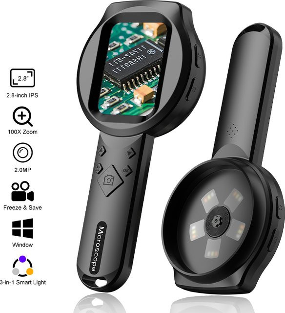 ILIHOME digitale Lupe, Videomikroskop, 100x Vergrößerung, Schwarz - Bild 1