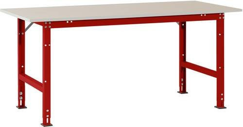 Manuflex Packtisch PACKPOOL Standard mit Melaminplatte in Rubin-Rot, höhenverstellbar, B/T/H: 200 x 80 x 76-87 cm - Bild 1