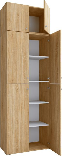 VCM Büroschrank Lona in Eiche, moderner Aktenschrank mit 5 Fächern und Aufsatz, braun, B/T/H: 70 x 39 x 223 cm - Bild 1