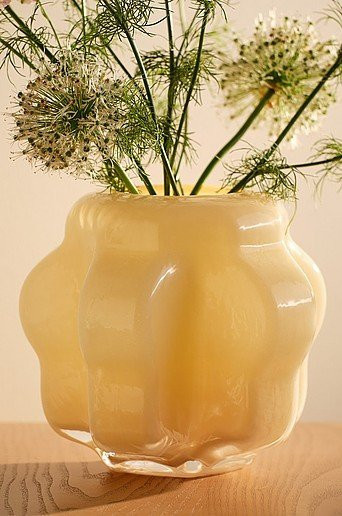 Jotex MILKEY Glasvase in Weiß und Gelb, Höhe: 22,0 cm, Breite: 22,0 cm, Tiefe: 19,5 cm - Bild 1