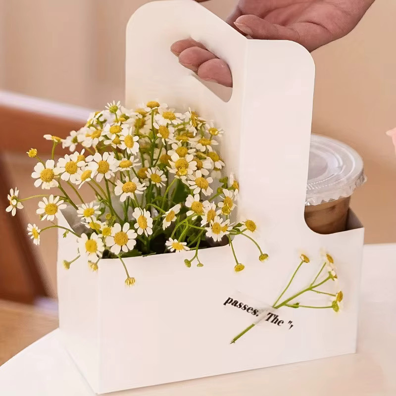 10 Stück tragbare Geschenktüten aus Kraftpapier in Pink für Blumen, Kuchen und Desserts - Bild 2