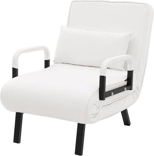 ML-Design Schlafsessel mit Bettfunktion in Weiß, klappbarer Bettsessel aus Chenille mit Stahlrahmen, B/T/H: 186 x 60 x 82 cm - Bild 1