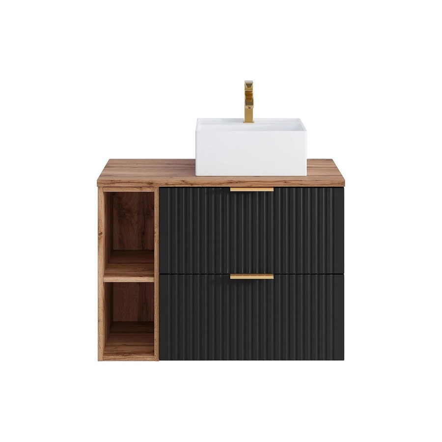 Vente-unique Einzelwaschtisch Zevara in Schwarz mit Streifenoptik, Breite: 80 cm - Bild 2