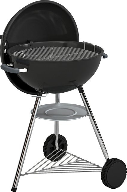 Outsunny Rundkohlegrill Schwarz mit Deckel, Thermometer und Rädern, Rost Ø 53,5 cm - Bild 1