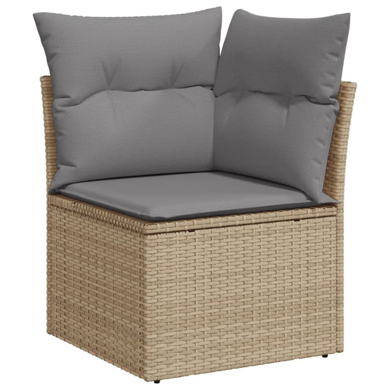 Vidaxl Gartenmöbel-Set aus Rattan und Holz mit 13-teiligem Kissen-Set in Beige - Bild 2