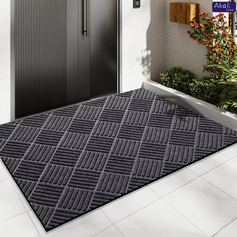 DHDH Geometrische Diamant-Fußmatte aus Polyester in Grau, rutschfester und staubdichter Eingangsteppich, zuschneidbar und modern gestaltet, B/T: 80 x 50 cm - Bild 2