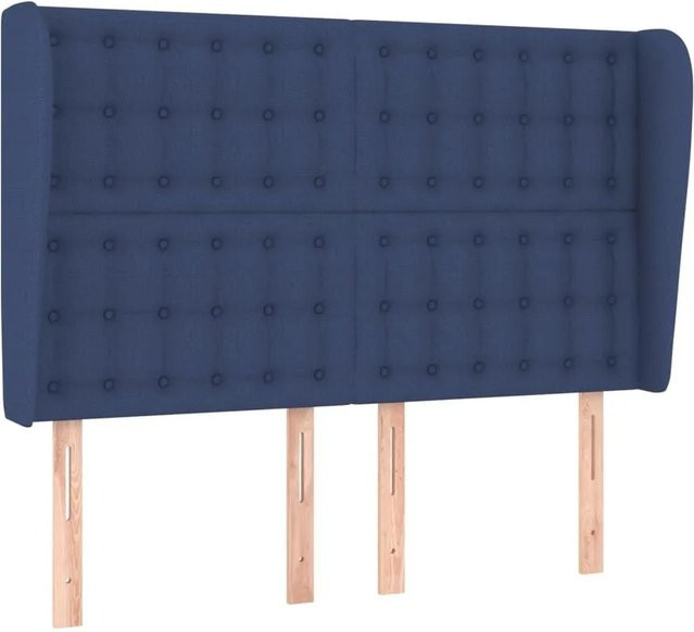 vidaXL Kopfteil mit Ohren in Blau aus Stoff, B/T/H: 147 x 23 x 118 cm - Bild 1