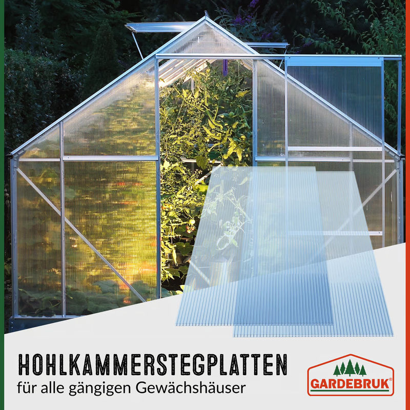 GARDEBRUK Doppelstegplatten aus Polycarbonat 10er-Set, 6mm, transparent, 7m² UV-beständig und bruchfest - Bild 5