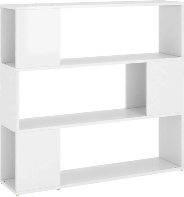 vidaXL Bücherregal Raumteiler in Hochglanz-Weiß, B/T/H: 100 x 24 x 94 cm - Bild 1