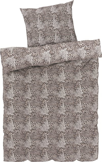 LIVARNO HOME Bettwäsche Renforcé aus Baumwolle und Viskose mit floralem Muster in Dunkelbraun, B/H: 155 x 220 cm und 80 x 80 cm - Bild 1
