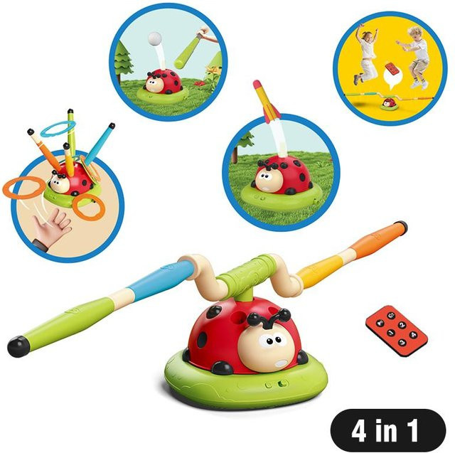 Linyi toy car Marienkäfer Ring Spielzeug, 5-in-1, mit musikalischem Sprung und Ringwurfspiel, ab 3 Jahre - Bild 1