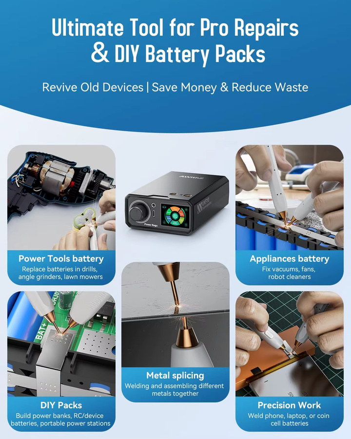 Awithz UKF10 Professioneller Superkondensator-Farad-Punktschweißer für Batteriepacks mit 3 Modi für 0,2 mm reines Nickel und 0,35 mm vernickelten Stahl - Bild 3