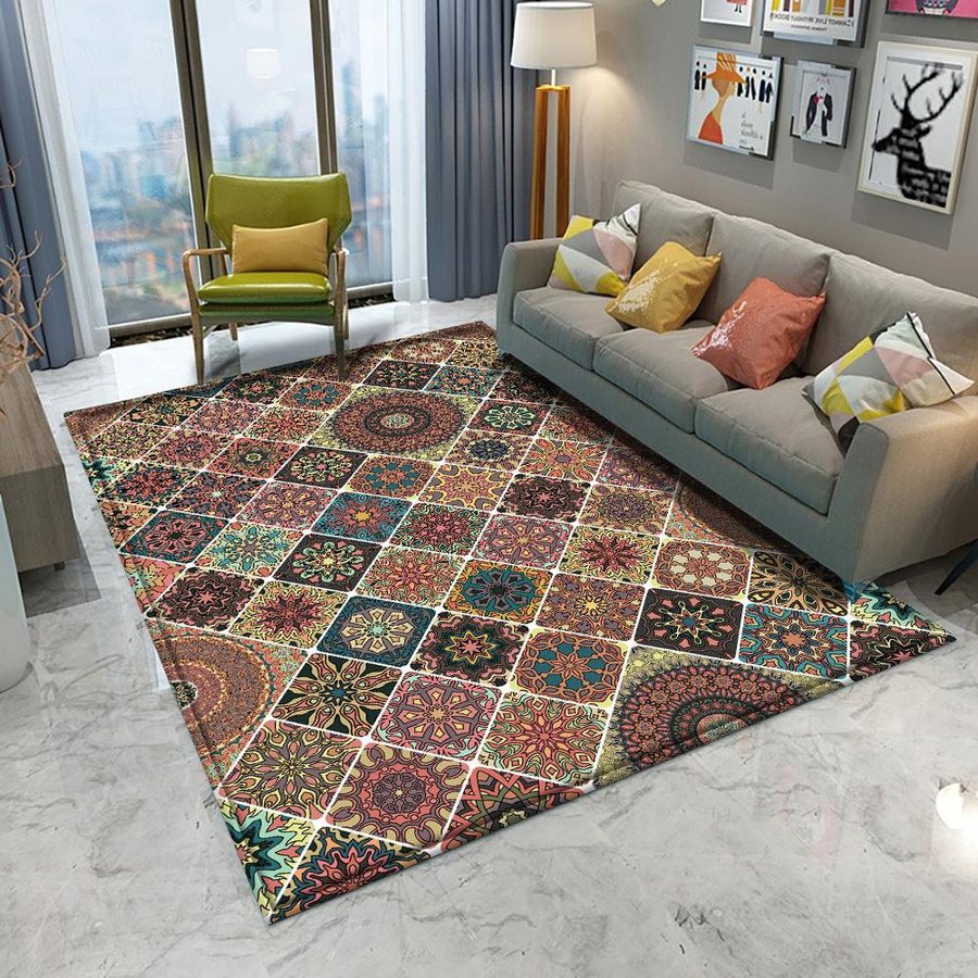 YangJOJO Spirit Mandala-Teppich in Multicolor mit Farbverlauf, B/B: 100 x 120 cm - Bild 1