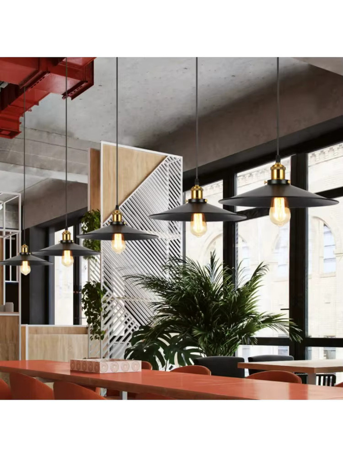JOYINLED Industrie Pendelleuchte im Vintage Retro Design aus Metall für dein Esszimmer in Schwarz und Gold/Messing - Bild 6