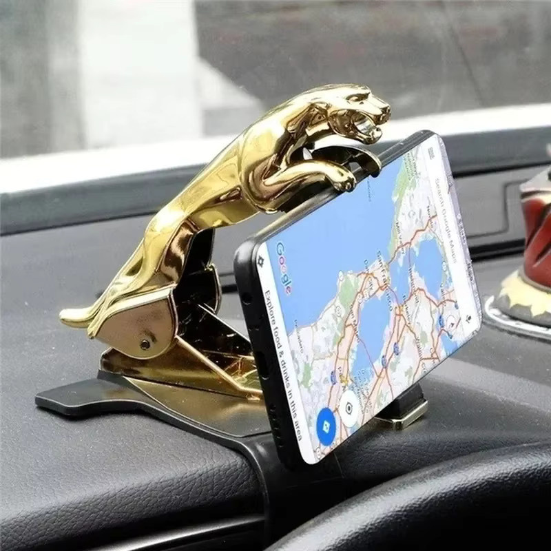 Multifunktionale Auto-Handyhalterung mit Leopardenmuster für das Armaturenbrett, drehbar, Schwarz-Gold-Multicolor - Bild 2