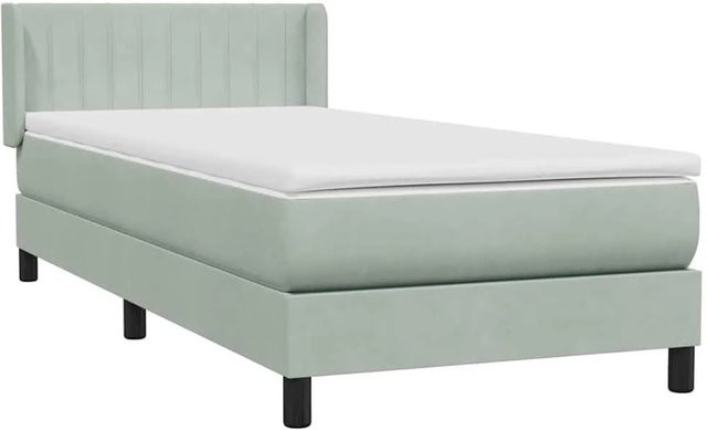 vidaXL Boxspringbett mit Matratze in Hellgrau aus Samt, B/T/H: 90 x 220 cm - Bild 1