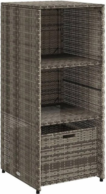 vidaXL Gartenschrank aus Poly-Rattan und pulverbeschichtetem Stahl in Grau mit Türen und Schubladen, B/T/H: 50 x 55 x 115 cm - Bild 1