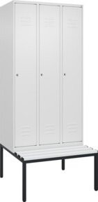 C+P Spind Classic PLUS Garderobenschrank mit Bank, 3 Abteile, RAL 9010 Reinweiß, B/T/H: 212 x 90 x 81,5 cm - Bild 1