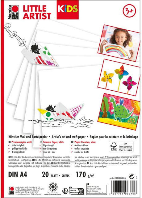 Marabu KiDS Little Artist Mal- und Bastelpapier in Weiß, A4, 170 g/m² - Bild 1