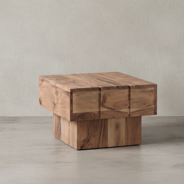 KADIMA DESIGN Beistelltisch SAAR aus Massivholz Akazie und Sheesham in Braun, B/T/H: 44 x 44 x 30 cm - Bild 1