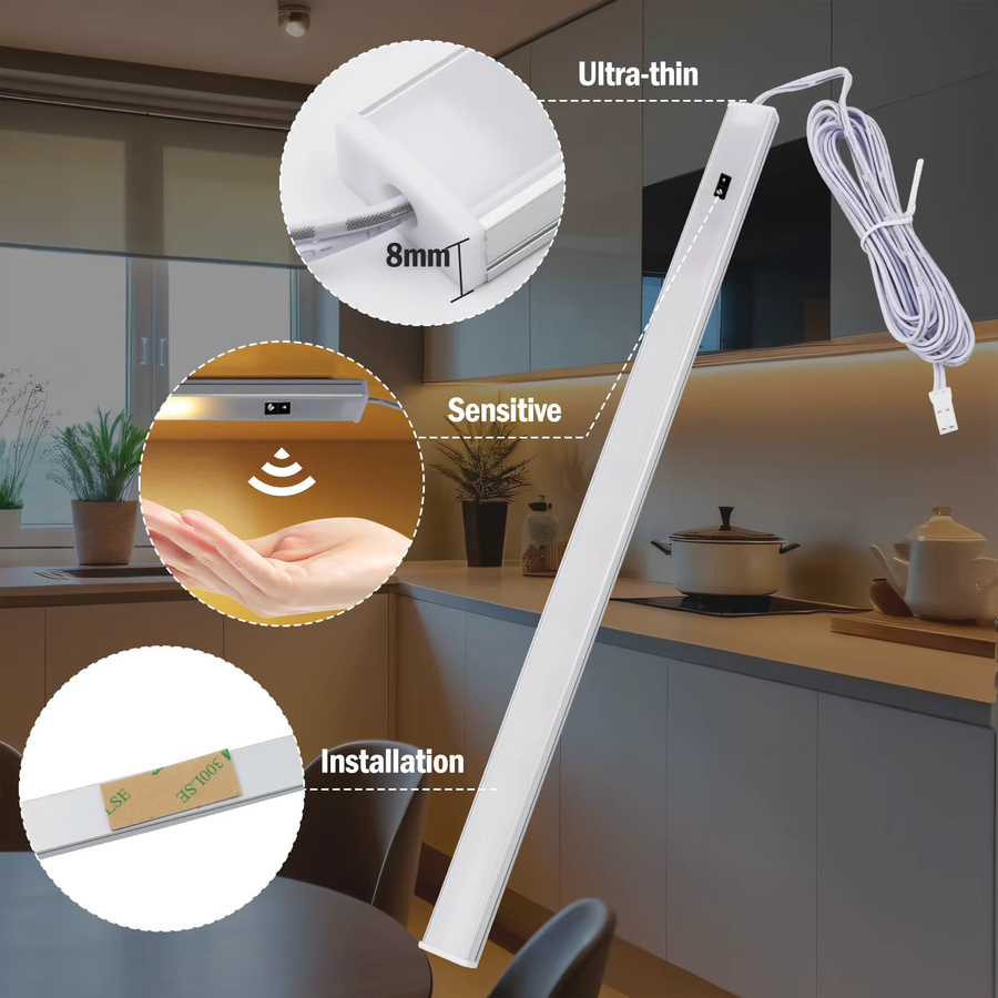 GAHADA LED Unterbausensor-Lichtleiste mit Handbewegungs-Sensor und Dimmer für Küchenbeleuchtung, DC12V - Bild 2
