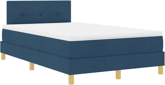 vidaXL LED Boxspringbett mit Matratze in Blau, Hybrid-Konstruktion mit USB-Ladeport und Unterbettbeleuchtung, B: 120 cm, L: 190 cm - Bild 1