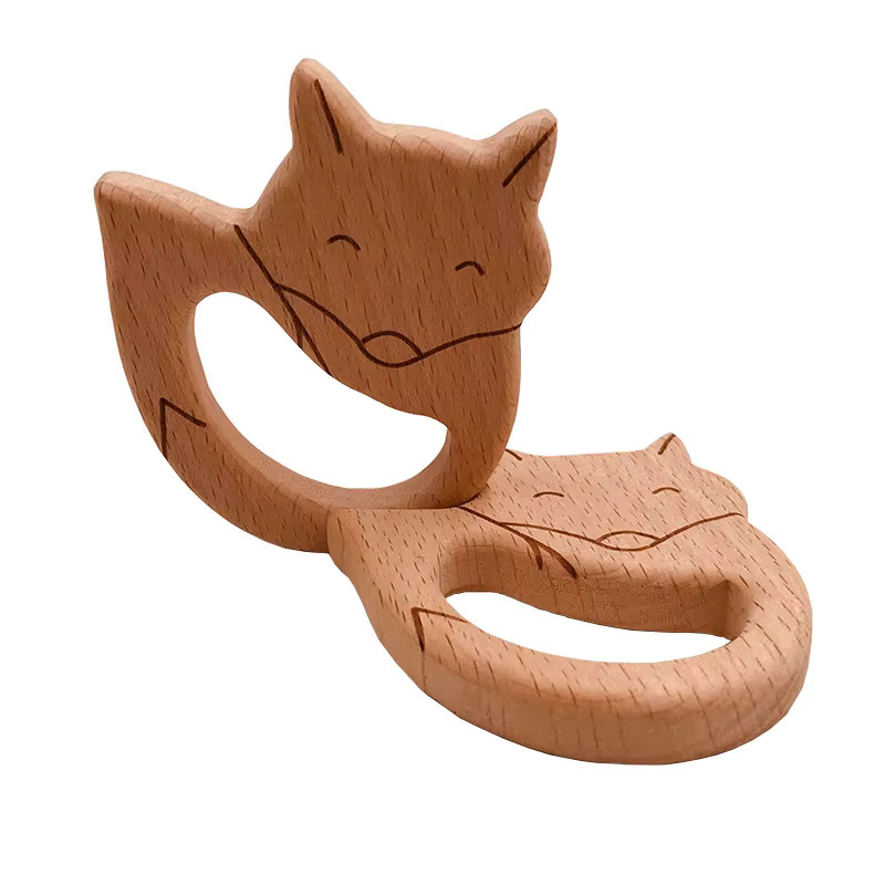 ABCPICK Beißring aus Holz, Cartoon-Fuchs, Spielzeug - Bild 2