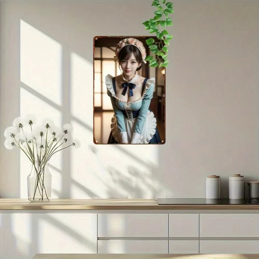 CIFBUY Vintage Anime Girl Metallschild Retro Wandkunst Dekoration, Mehrfarbig, B: 20,32 cm, H: 30,48 cm, T: 0,1 cm - Bild 2