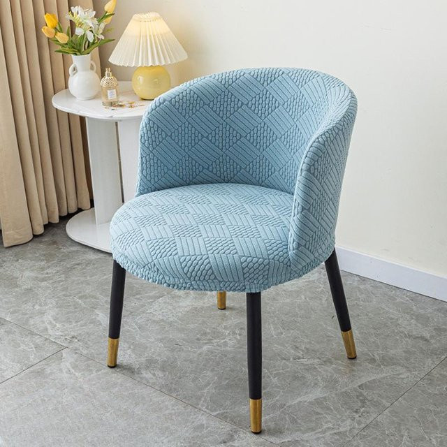 Halbkreisförmige Stuhlhusse aus Polyester in Blau für Hocker und Schminktische, B/T/H: 33 x 36 x 40 cm - Bild 1