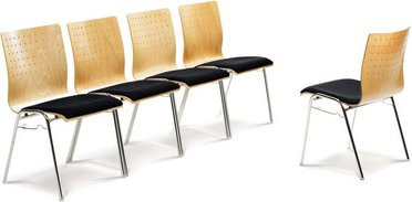 Mayer Sitzmöbel Stapelstuhl 2118 in Schwarz mit Stoff, Stahl und Holz, Breite: 53 cm, Länge: 54 cm - Bild 1