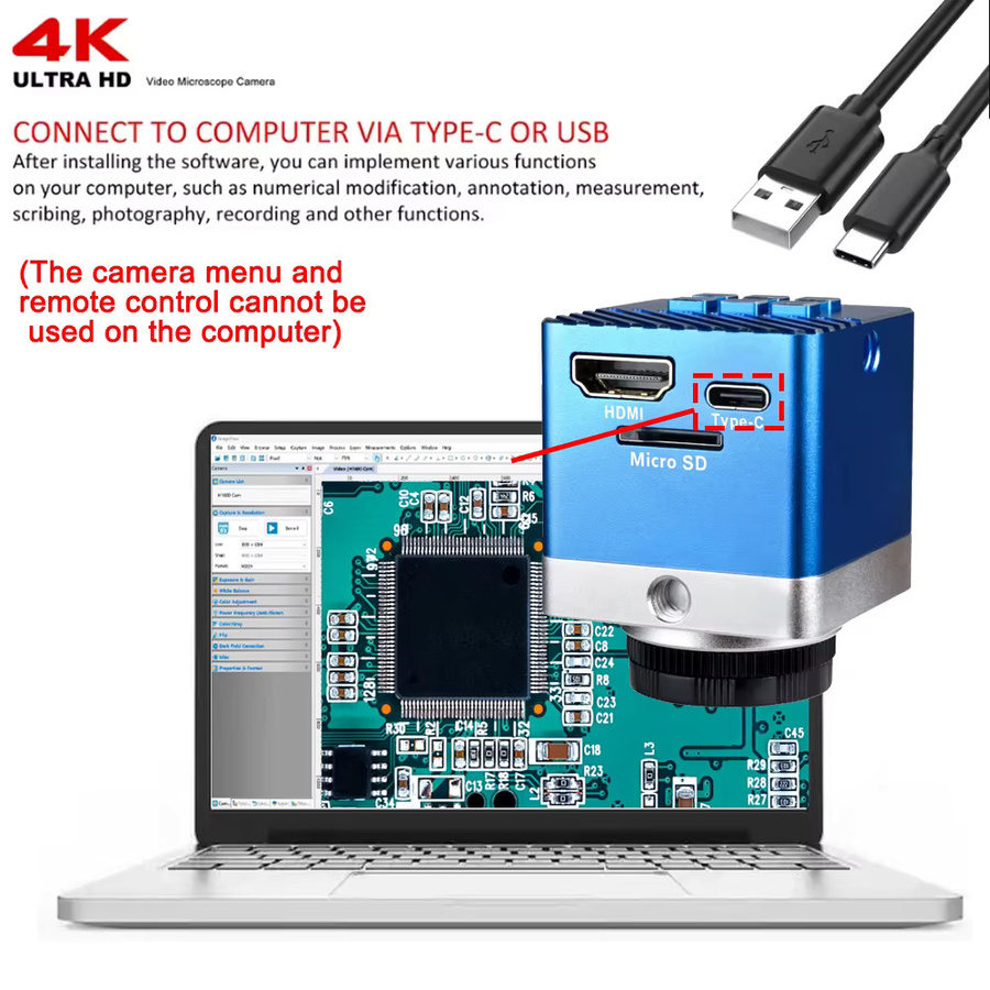 YIZHAN Elektronisches Videomikroskop mit 60MP 4K UHD Auflösung, HDMI und Typ-C, 150X Zoom-Objektiv für Uhrenreparatur und Leiterplattenreparatur - Bild 4