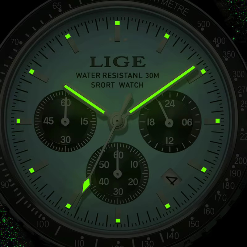 LIGE Chronograph Sportuhr, Quarz, Edelstahl, Blau, Silber, Herren - Bild 6
