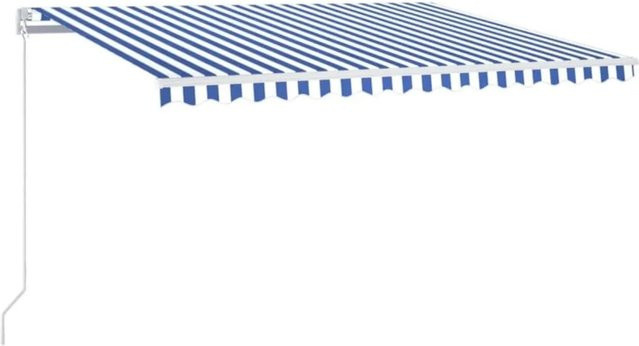 vidaXL Markise manuell einziehbar aus Aluminium und Polyestergewebe, Blau-Weiß, B: 400 cm, T: 350 cm - Bild 1